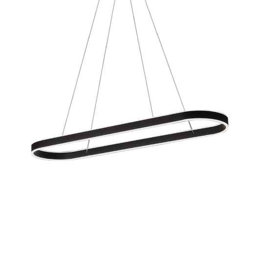 Simplicity Ellipse Led Island Pendant Acrylic Ceiling Light - Black/White/Gold Width Options: