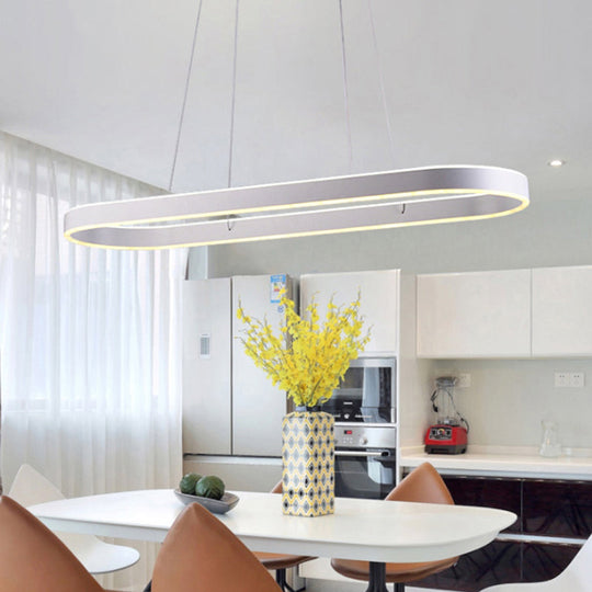 Simplicity Ellipse Led Island Pendant Acrylic Ceiling Light - Black/White/Gold Width Options: