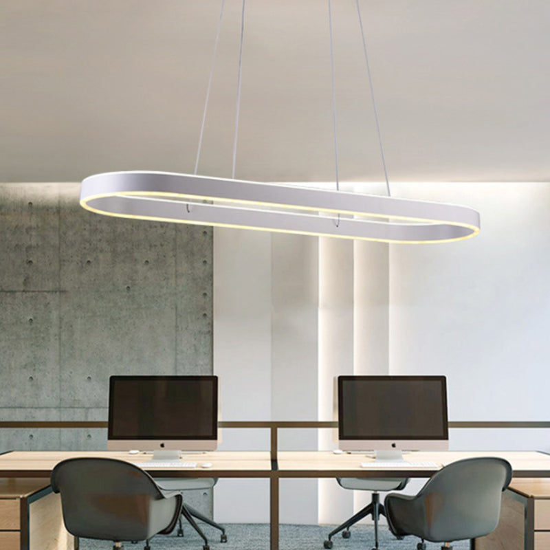 Simplicity Ellipse Led Island Pendant Acrylic Ceiling Light - Black/White/Gold Width Options: