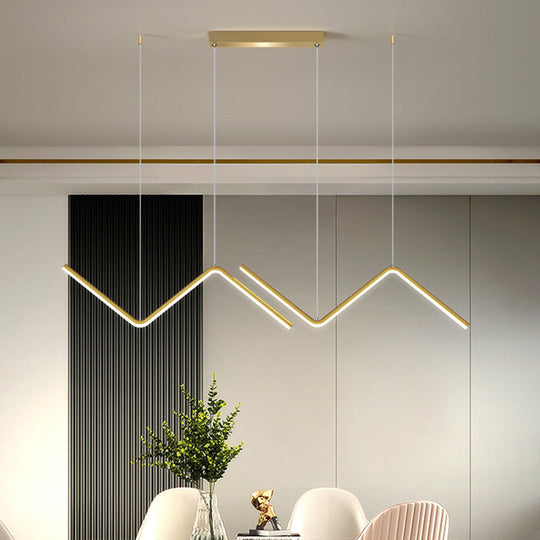 Zigzag Pendant Light Fixture: Minimalist Aluminum Led Ceiling For Dining Room (Black/Gold)