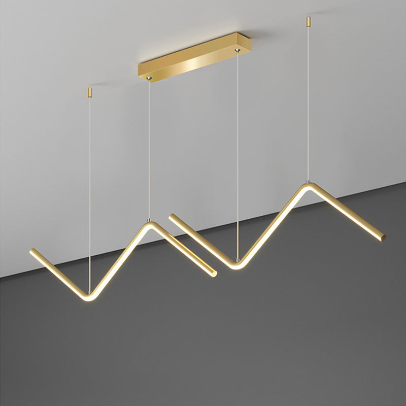 Zigzag Pendant Light Fixture: Minimalist Aluminum Led Ceiling For Dining Room (Black/Gold)