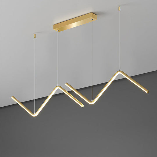 Zigzag Pendant Light Fixture: Minimalist Aluminum Led Ceiling For Dining Room (Black/Gold)