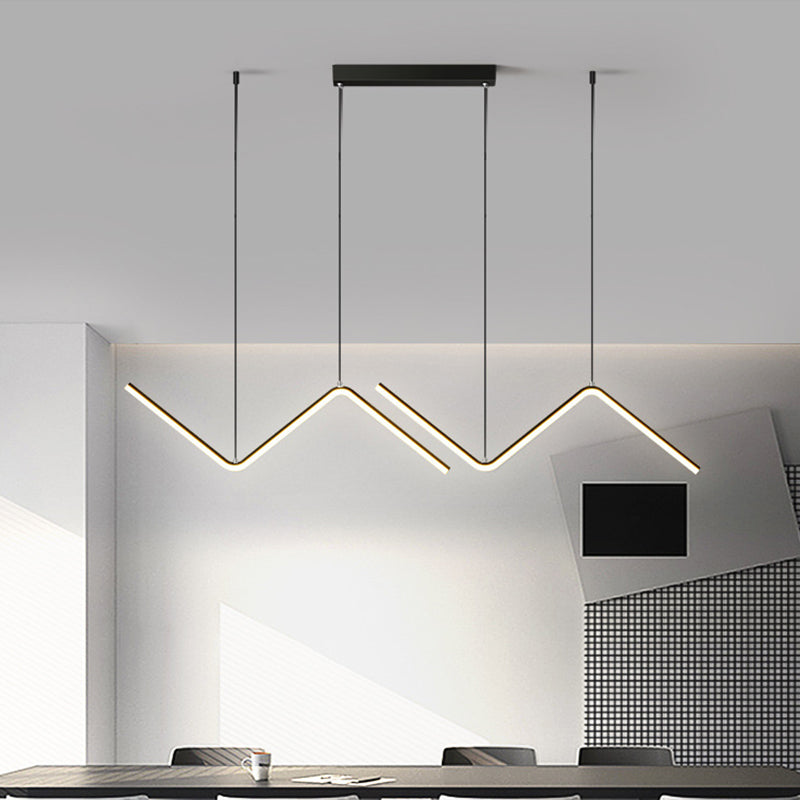 Menkab - Luminaire suspendu moderne en zigzag Plafonnier LED minimaliste en aluminium pour salle à manger en noir/or