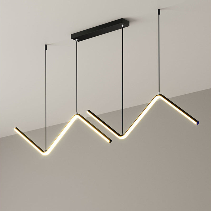 Zigzag Pendant Light Fixture: Minimalist Aluminum Led Ceiling For Dining Room (Black/Gold)