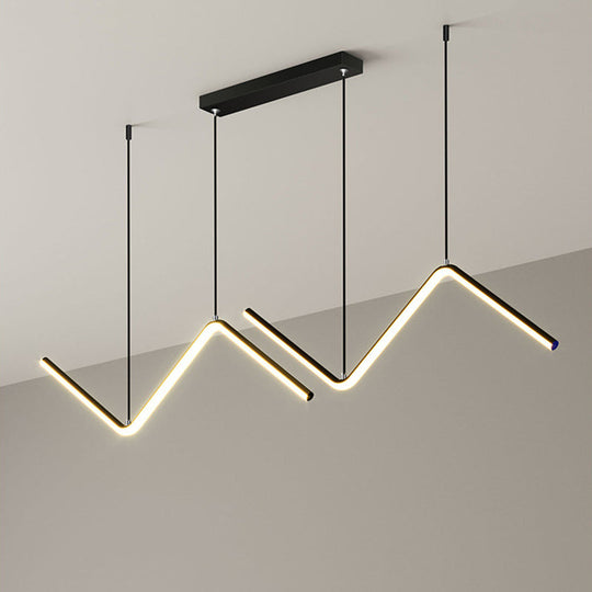 Zigzag Pendant Light Fixture: Minimalist Aluminum Led Ceiling For Dining Room (Black/Gold)