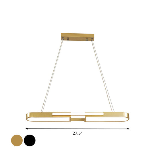 Oblong Acrylic Pendant Light Kit - Simple Style Black/Gold Led Island Lamp In Warm/White For Dining