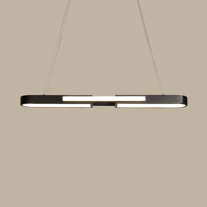 Oblong Acrylic Pendant Light Kit - Simple Style Black/Gold Led Island Lamp In Warm/White For Dining