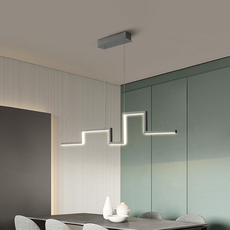 31.5/39 Linear Kitchen Island Led Pendant Light - Minimalistic Metal Design In Black/Grey Warm/White