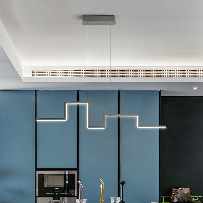 31.5/39 Linear Kitchen Island Led Pendant Light - Minimalistic Metal Design In Black/Grey Warm/White