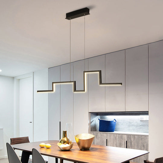 31.5/39 Linear Kitchen Island Led Pendant Light - Minimalistic Metal Design In Black/Grey Warm/White