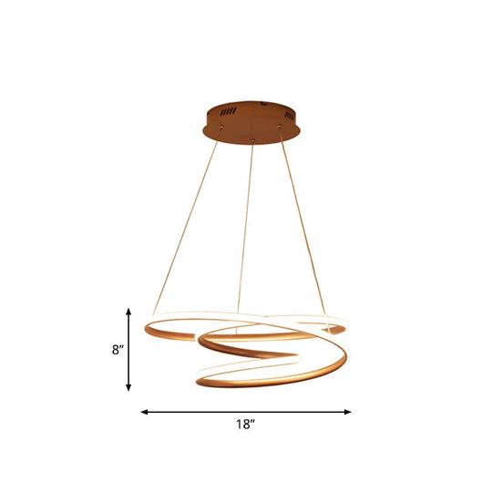 Minimal Twisting Pendant Light Acrylic LED Chandelier in Gold - 18"/23.5"/31.5" W, Warm/White Light - for Dining Room Ceiling