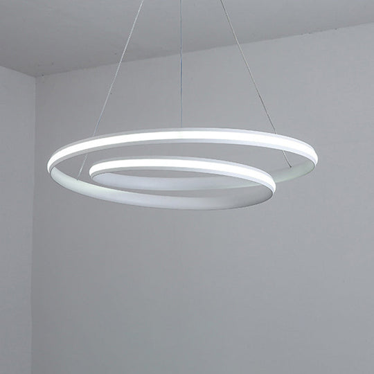 Sleek Spiral Line Chandelier Led Pendant In Warm/White Light - Black/White Minimalist Design 18/23.5