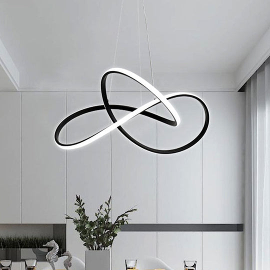 Cycle Pendant Light Fixture: Acrylic Led Chandelier In Black/White Warm/White (19.5/27.5 Width)