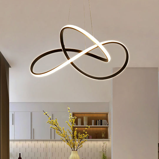 Cycle Pendant Light Fixture - Simplicity Acrylic LED Chandelier (Black/White) - Warm/White Light - 19.5"/27.5" Width