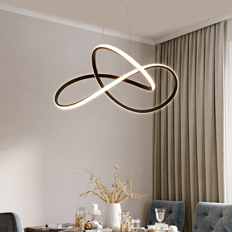 Cycle Pendant Light Fixture - Simplicity Acrylic LED Chandelier (Black/White) - Warm/White Light - 19.5"/27.5" Width