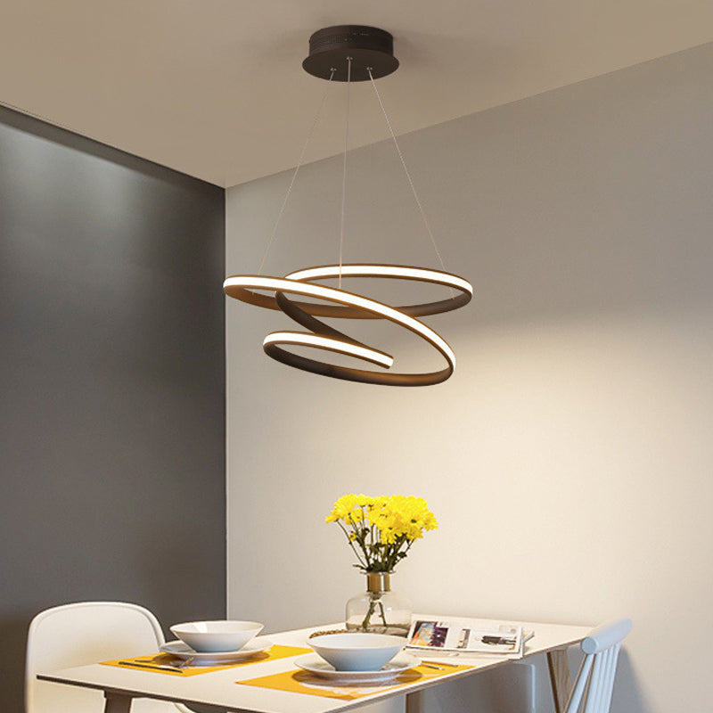 Sleek Acrylic Curve Chandelier Pendant With Led Suspension Light In Warm/White Shades 21.5/31.5