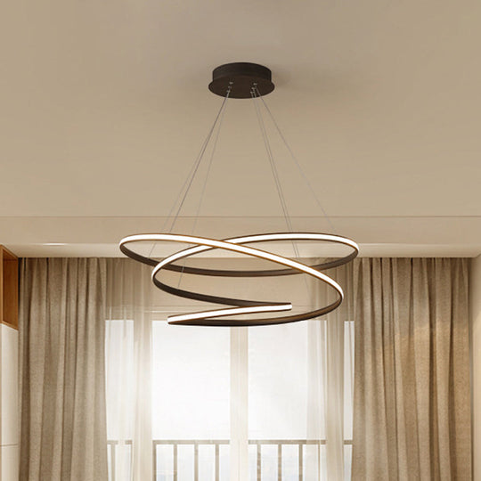 Sleek Acrylic Curve Chandelier Pendant With Led Suspension Light In Warm/White Shades 21.5/31.5