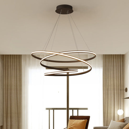 Sleek Acrylic Curve Chandelier Pendant With Led Suspension Light In Warm/White Shades 21.5/31.5