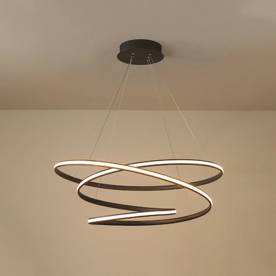 Sleek Acrylic Curve Chandelier Pendant With Led Suspension Light In Warm/White Shades 21.5/31.5