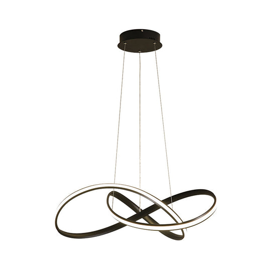 Simplicity Led Hanging Chandelier With Twisted Pendant Lamp And Acrylic Shade - 19.5/27.5