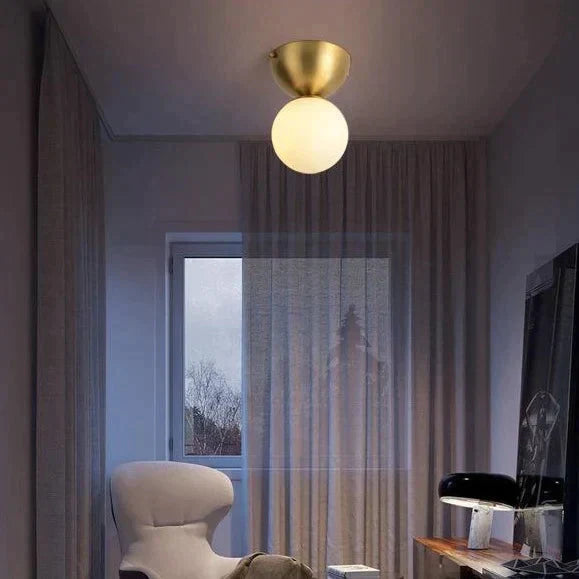 Nordic Minimalist Hall Brass Ceiling Lamp