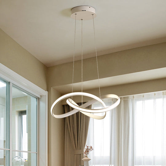 Simplicity Led Hanging Chandelier With Twisted Pendant Lamp And Acrylic Shade - 19.5/27.5