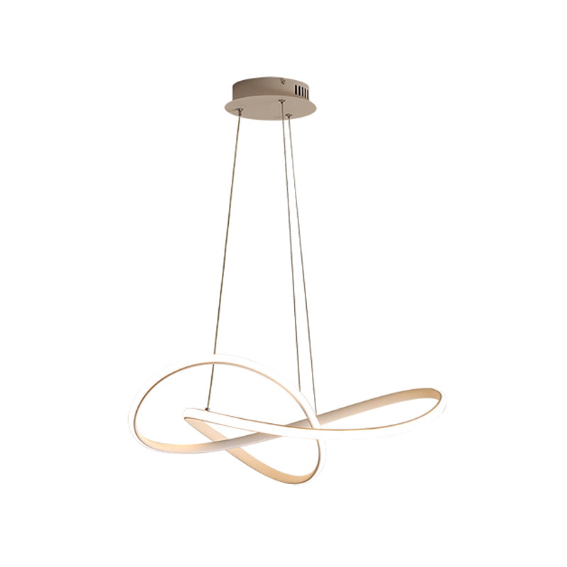 Simplicity Led Hanging Chandelier With Twisted Pendant Lamp And Acrylic Shade - 19.5/27.5