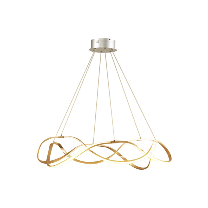 Chrome/Gold Twined Chandelier: Stylish Metal Led Pendant Light For Dining Room - 31/43 Wide