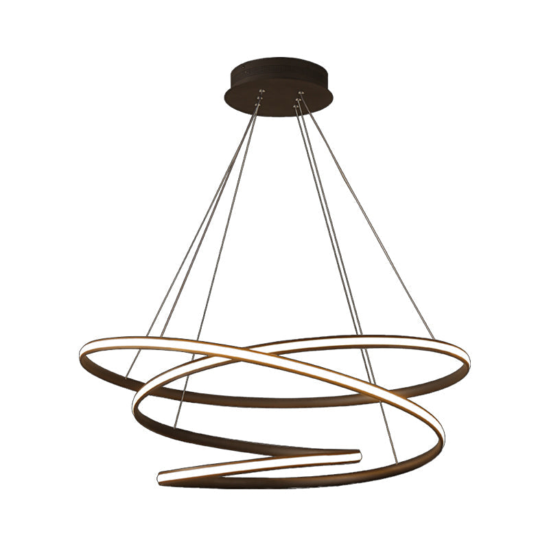 Sleek Acrylic Spiral Chandelier Light - 16/23.5/39 Wide Led Coffee Pendant Fixture For Living Room