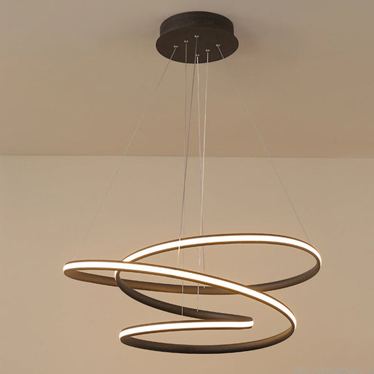 Sleek Acrylic Spiral Chandelier Light - 16/23.5/39 Wide Led Coffee Pendant Fixture For Living Room