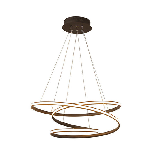 Sleek Acrylic Spiral Chandelier Light - 16/23.5/39 Wide Led Coffee Pendant Fixture For Living Room