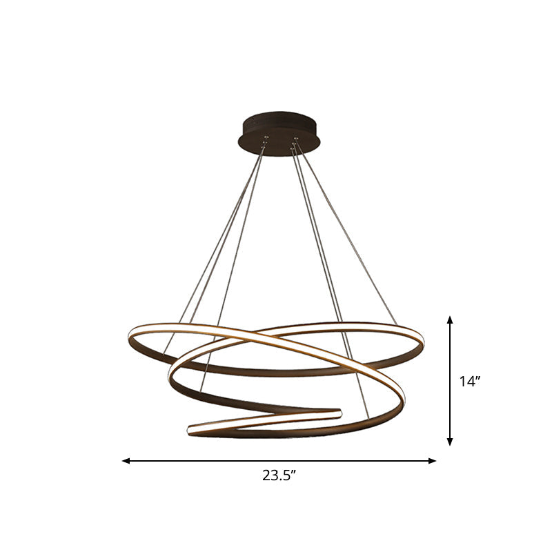 Sleek Acrylic Spiral Chandelier Light - 16/23.5/39 Wide Led Coffee Pendant Fixture For Living Room