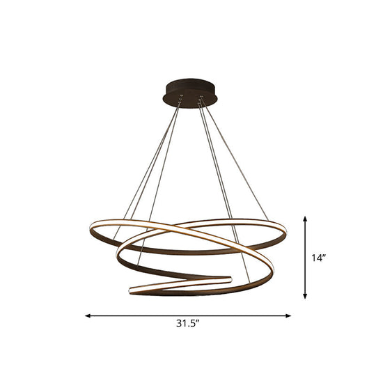 Sleek Acrylic Spiral Chandelier Light - 16/23.5/39 Wide Led Coffee Pendant Fixture For Living Room