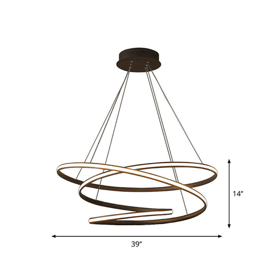 Sleek Acrylic Spiral Chandelier Light - 16/23.5/39 Wide Led Coffee Pendant Fixture For Living Room