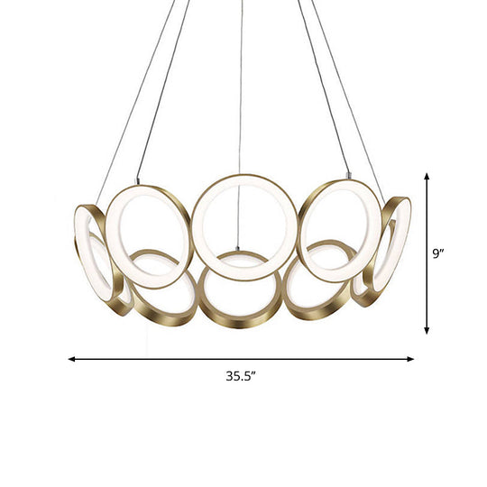 Minimalist Gold Led Circle Drop Pendant Chandelier For Living Room - Unique & Stylish