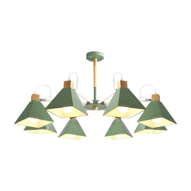 Pyramid Shade Chandelier: Elegant Macaron Metal Hanging Light For Dining Room