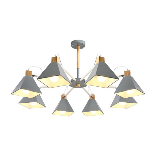 Pyramid Shade Chandelier: Elegant Macaron Metal Hanging Light For Dining Room