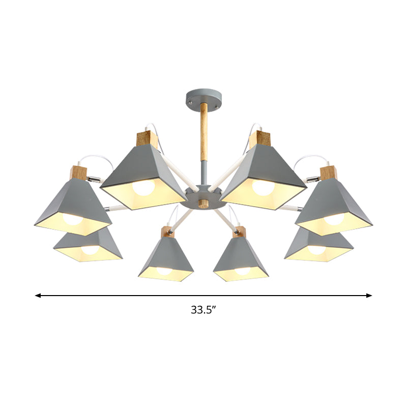 Pyramid Shade Chandelier: Elegant Macaron Metal Hanging Light For Dining Room