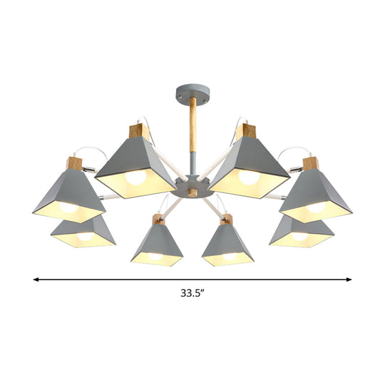 Pyramid Shade Chandelier: Elegant Macaron Metal Hanging Light For Dining Room