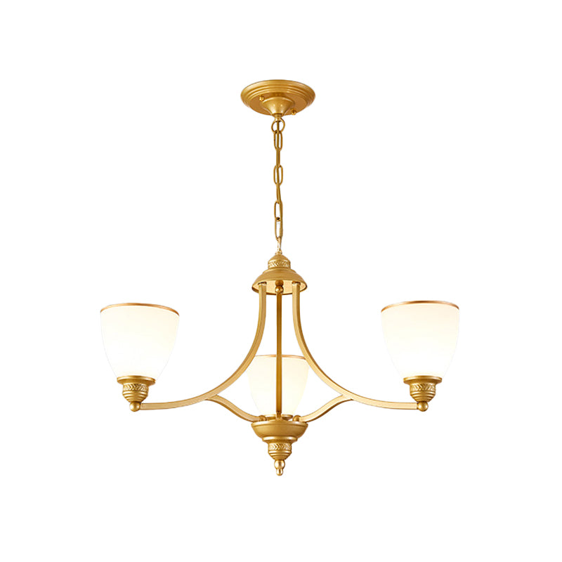 Milky Glass Chandelier Classic Black/Gold Pendant Light - 3/6/8-Light Dining Room Suspension