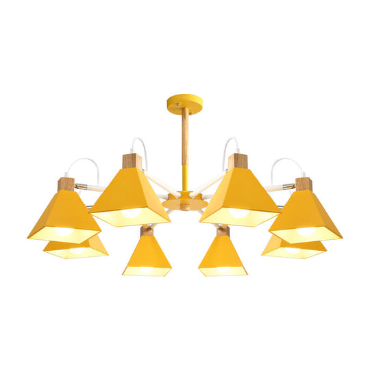 Pyramid Shade Chandelier: Elegant Macaron Metal Hanging Light For Dining Room