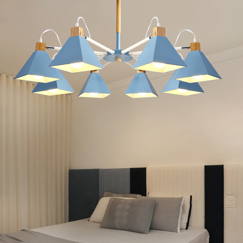 Pyramid Shade Chandelier: Elegant Macaron Metal Hanging Light For Dining Room