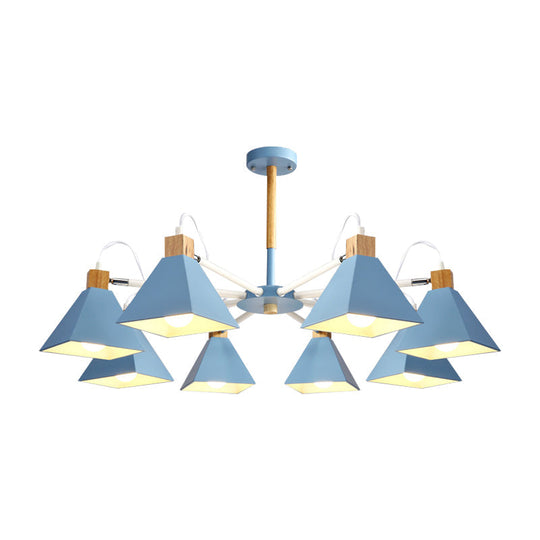 Pyramid Shade Chandelier: Elegant Macaron Metal Hanging Light For Dining Room