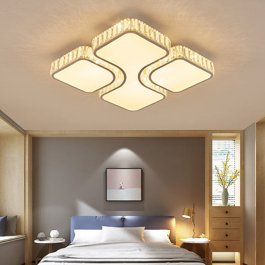 Square Crystal Deco LED Flush Mount Ceiling Light for Hallway - Modern & Stylish