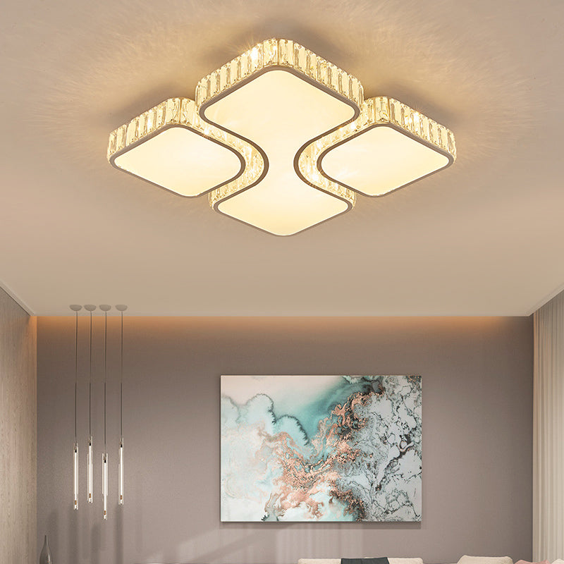 Square Crystal Deco LED Flush Mount Ceiling Light for Hallway - Modern & Stylish