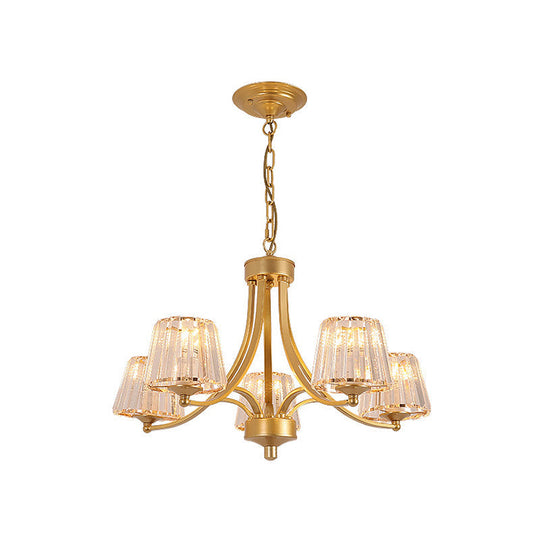 Vintage Tapered Pendant Chandelier - White Glass & Clear Crystal 5/6-Light Dining Room Black/Gold