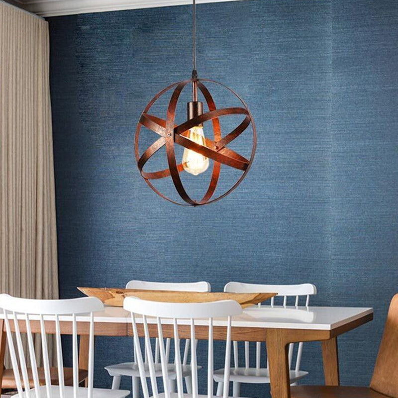 Metallic Interlocking Ring Pendant Lamp - Industrial 1-Head Downlight For Dining Room