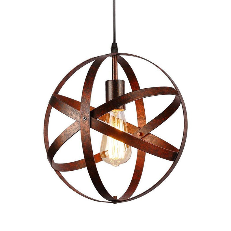 Metallic Interlocking Ring Pendant Lamp with Industrial Style – 1 Head Dining Room Down Lighting in Black/Rust/Silver