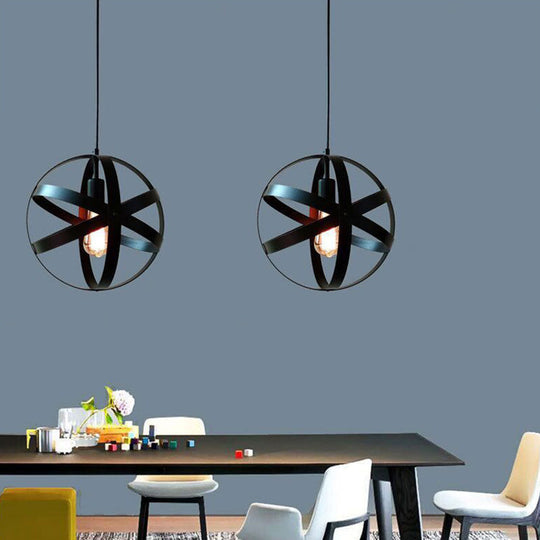 Metallic Interlocking Ring Pendant Lamp - Industrial 1-Head Downlight For Dining Room