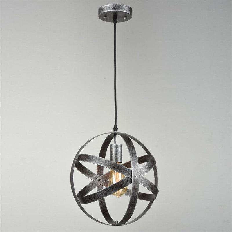 Metallic Interlocking Ring Pendant Lamp with Industrial Style – 1 Head Dining Room Down Lighting in Black/Rust/Silver